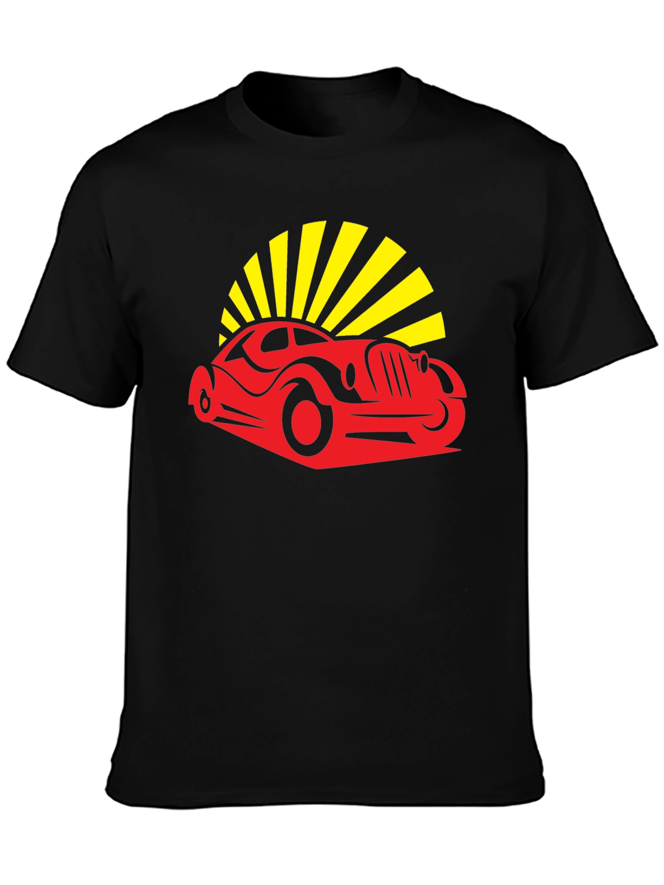 Retro Car Graphic Tee - Black Cotton
