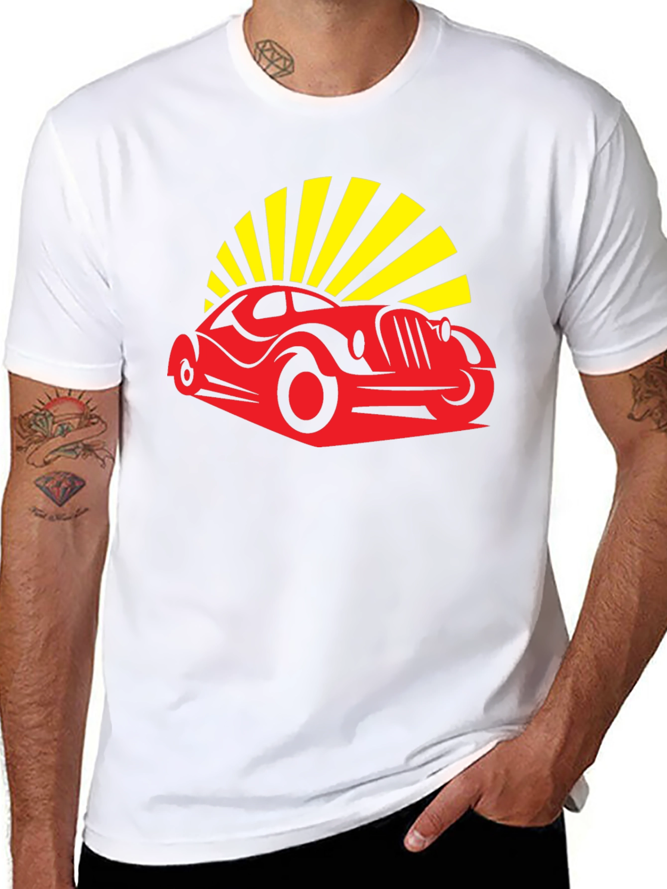 Retro Car Graphic Tee - Black Cotton