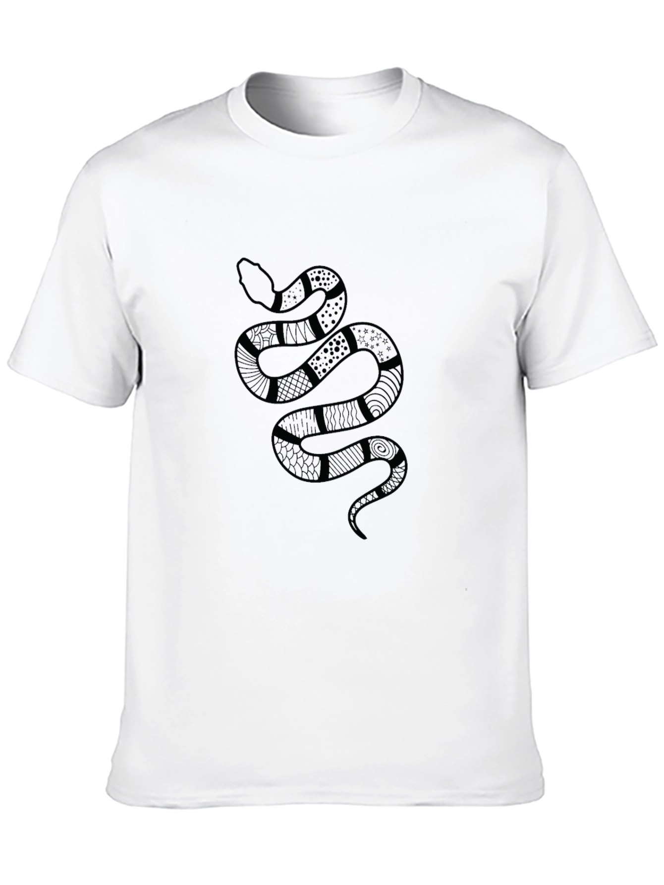 Mens Black T-Shirt with Snake Design