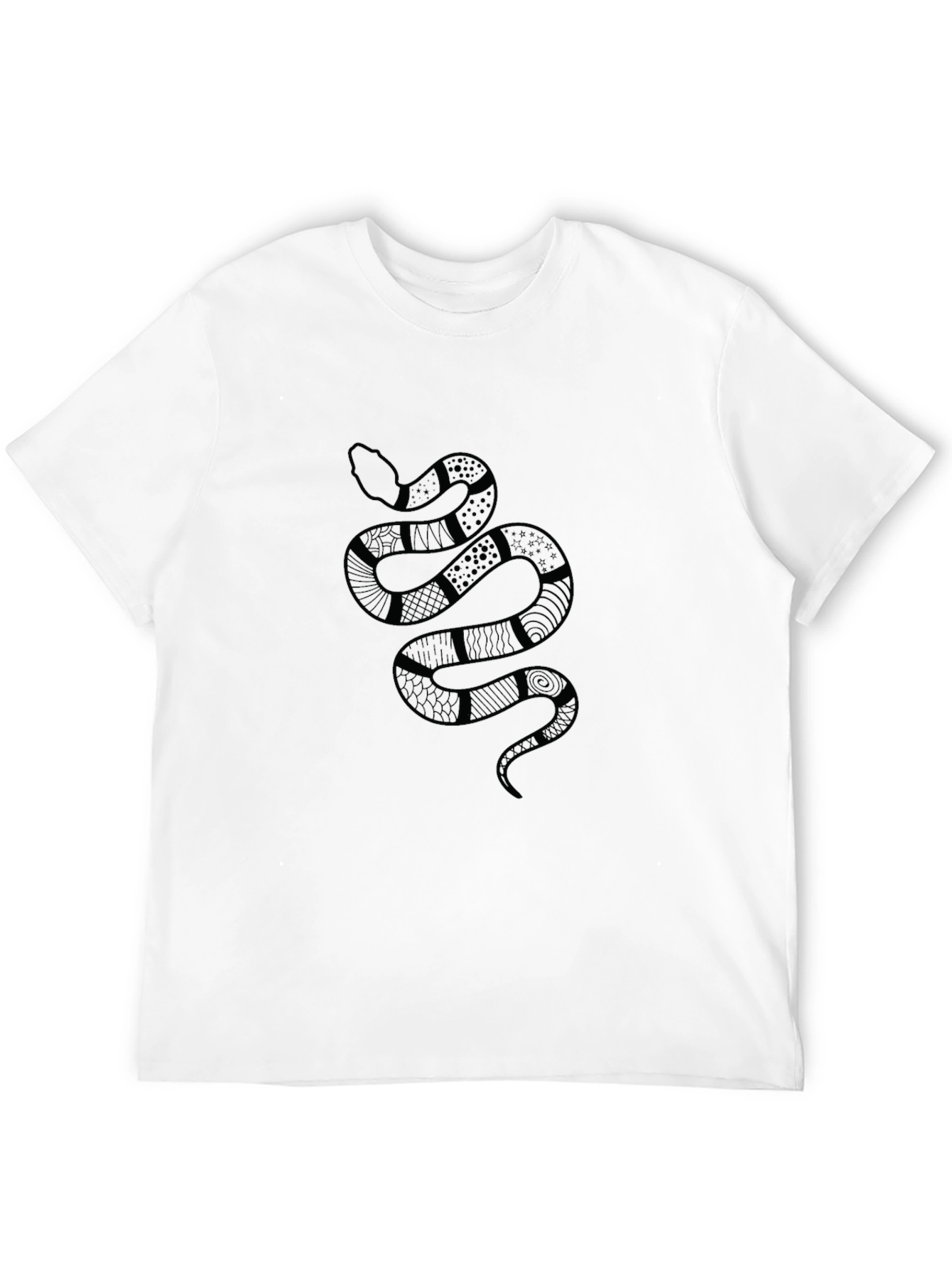Mens Black T-Shirt with Snake Design