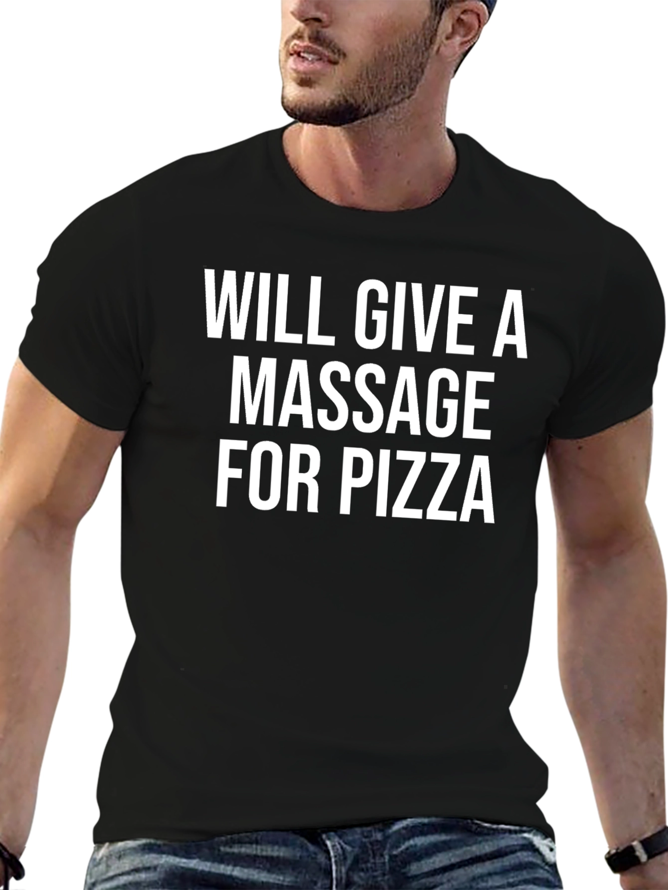Massage for Pizza Black Graphic Tee