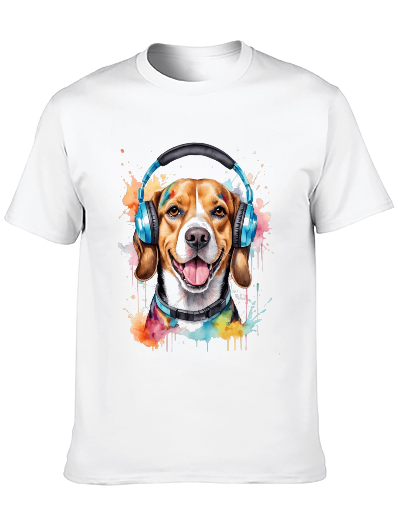 Dog with Headphones Graphic Tee - Music Lovers Shirt
