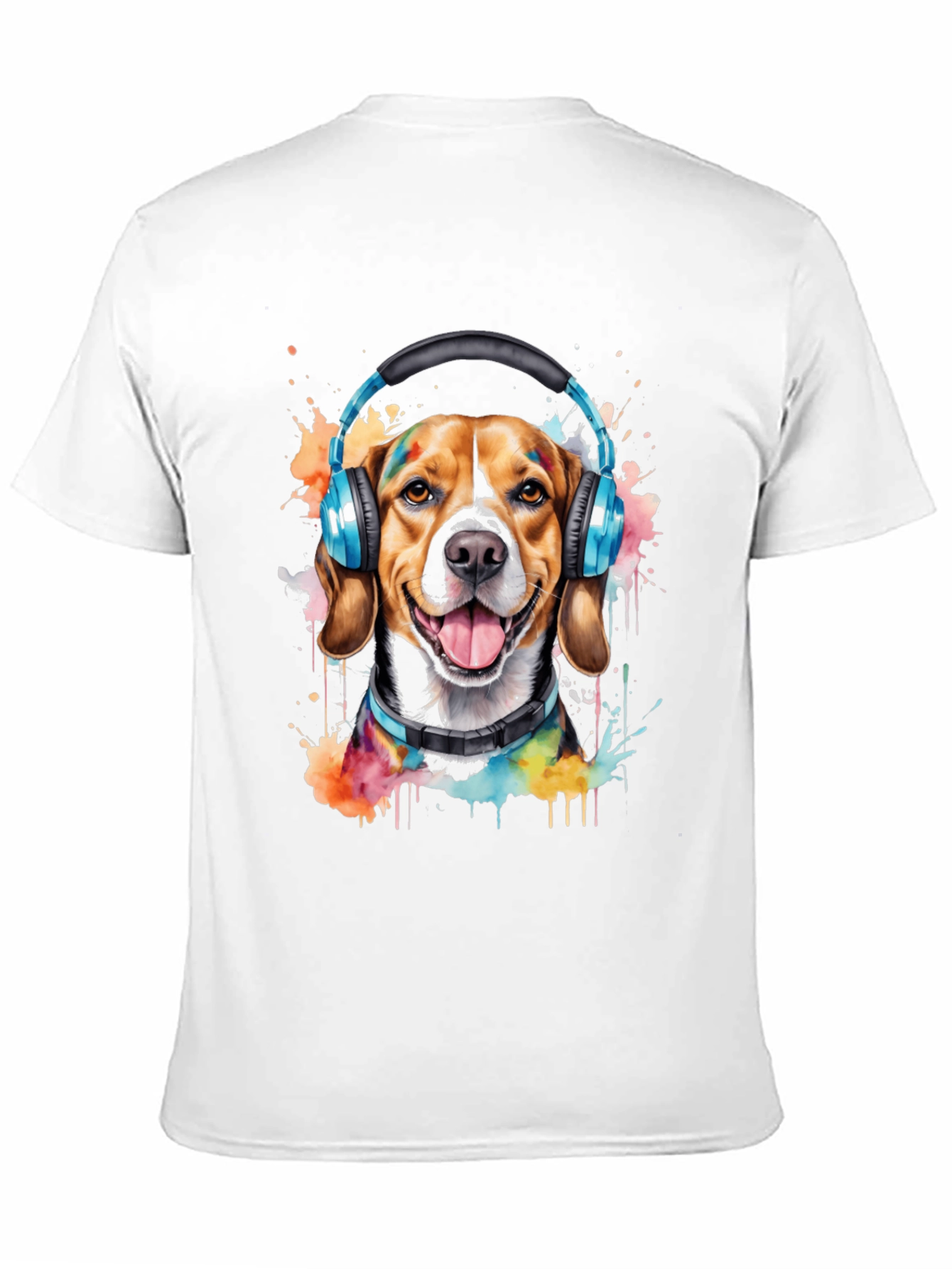 Dog with Headphones Graphic Tee - Music Lovers Shirt