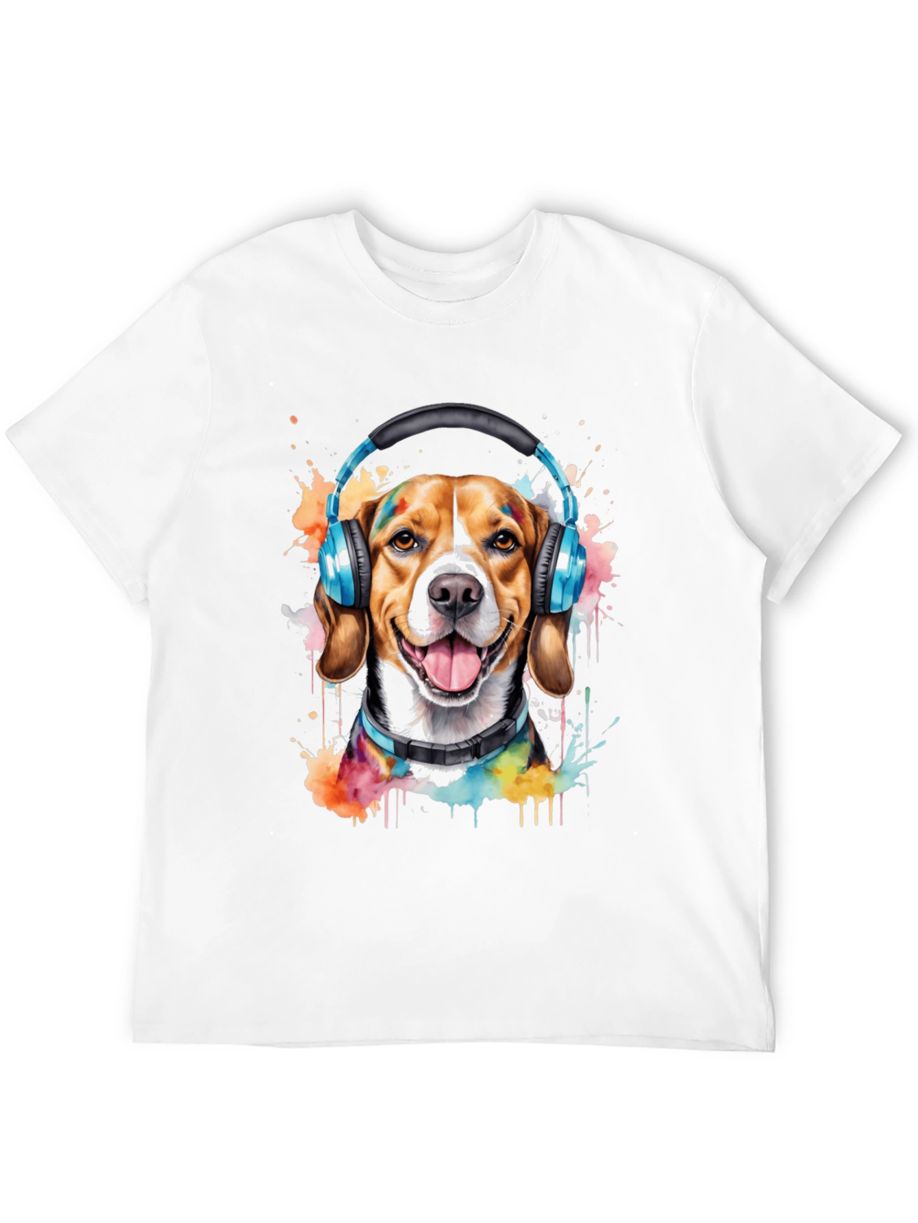Dog with Headphones Graphic Tee - Music Lovers Shirt