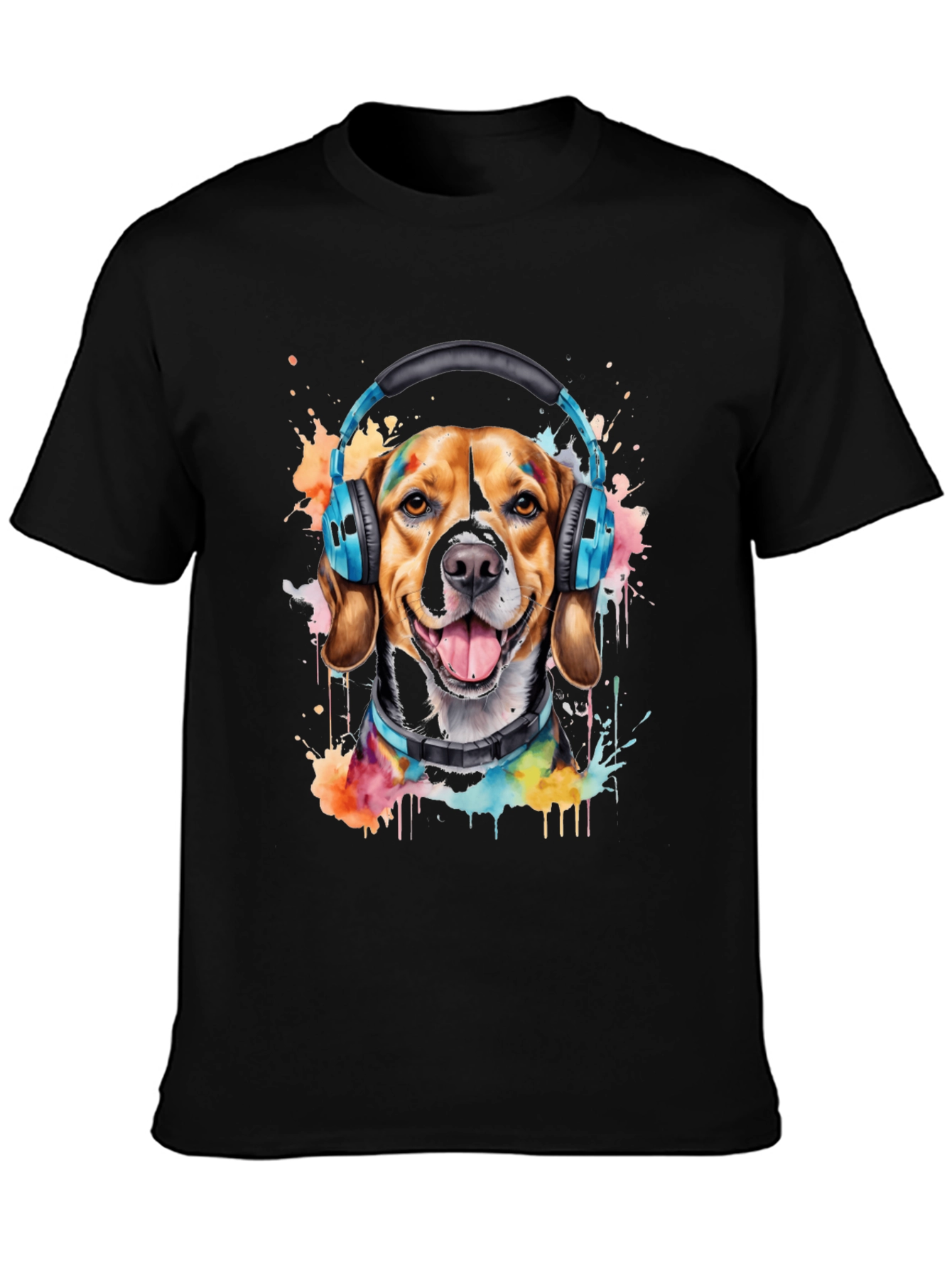 Dog with Headphones Graphic Tee - Music Lovers Shirt