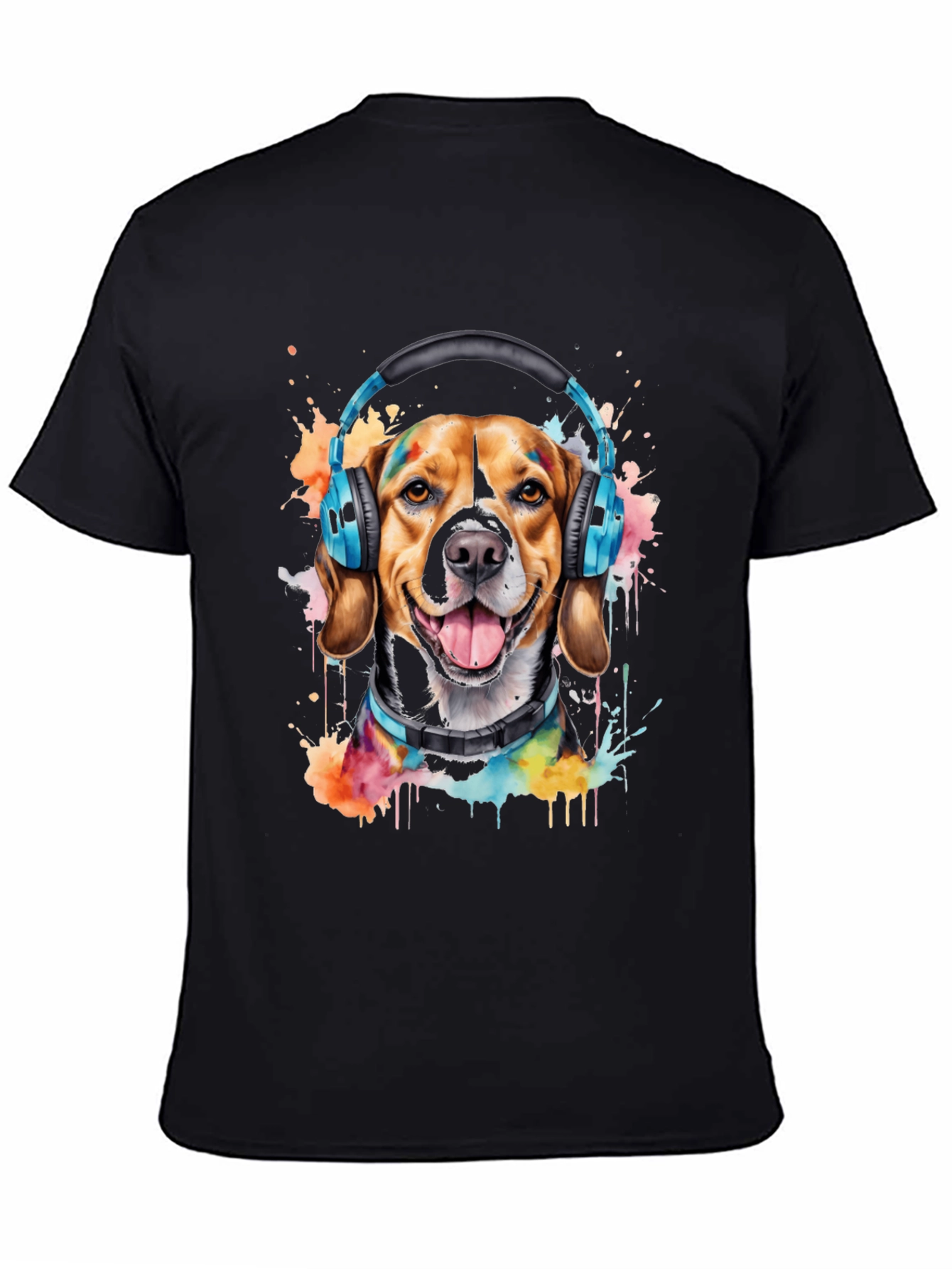 Dog with Headphones Graphic Tee - Music Lovers Shirt