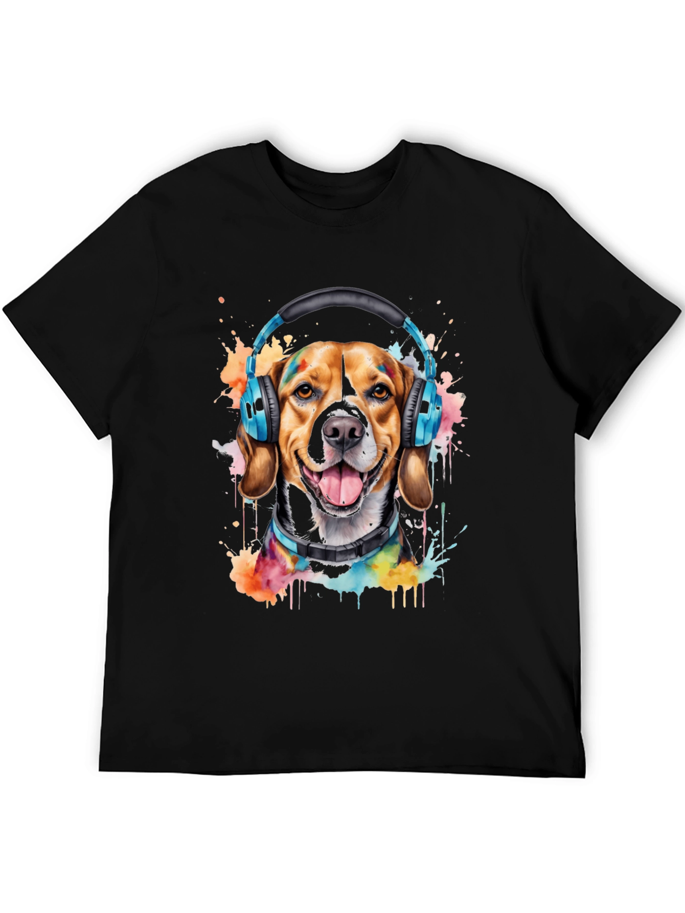 Dog with Headphones Graphic Tee - Music Lovers Shirt