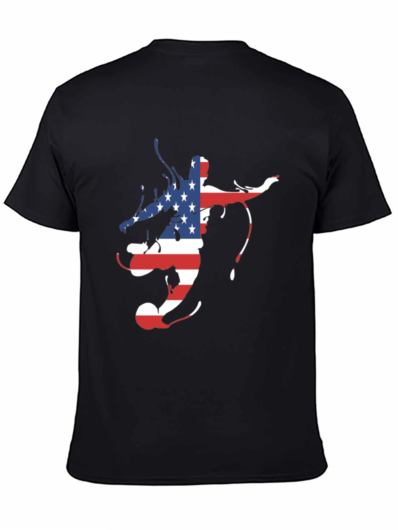 American Flag Soccer Player Black T-Shirt