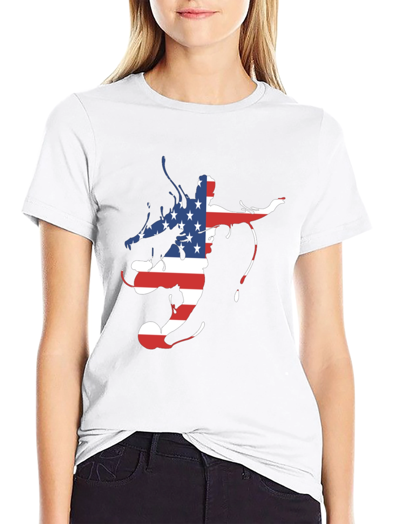 American Flag Soccer Player Black T-Shirt