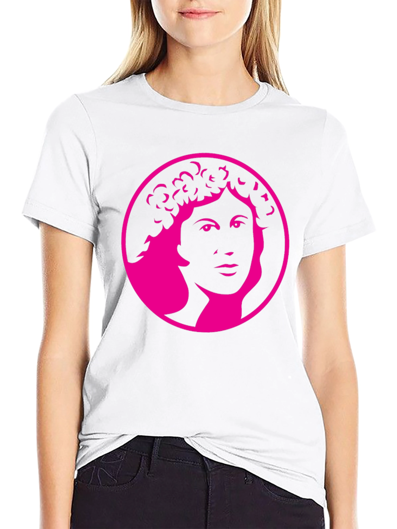 Bold Graphic Tee - Pink Portrait on Black