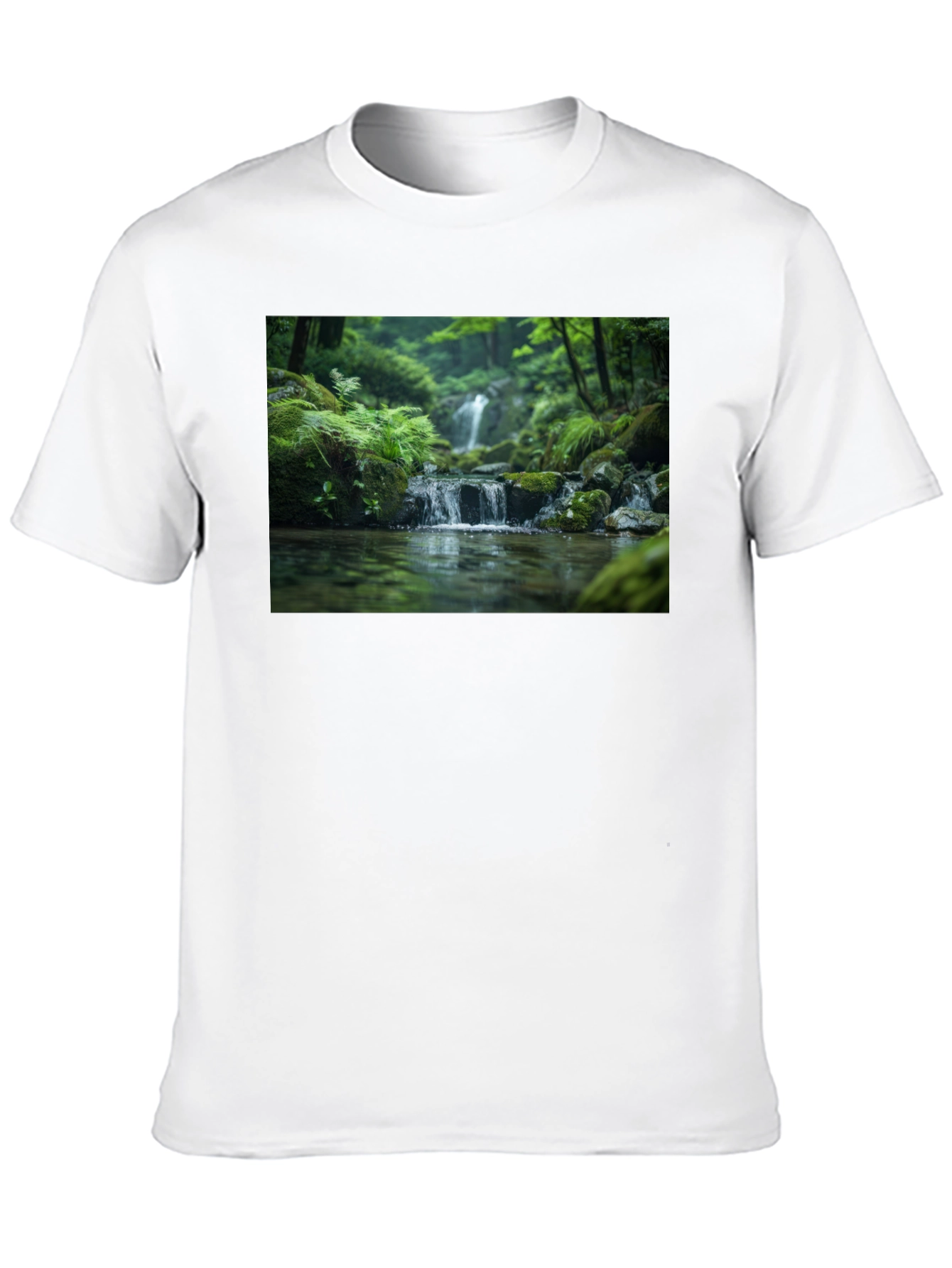 Nature Waterfall Graphic Black T-Shirt