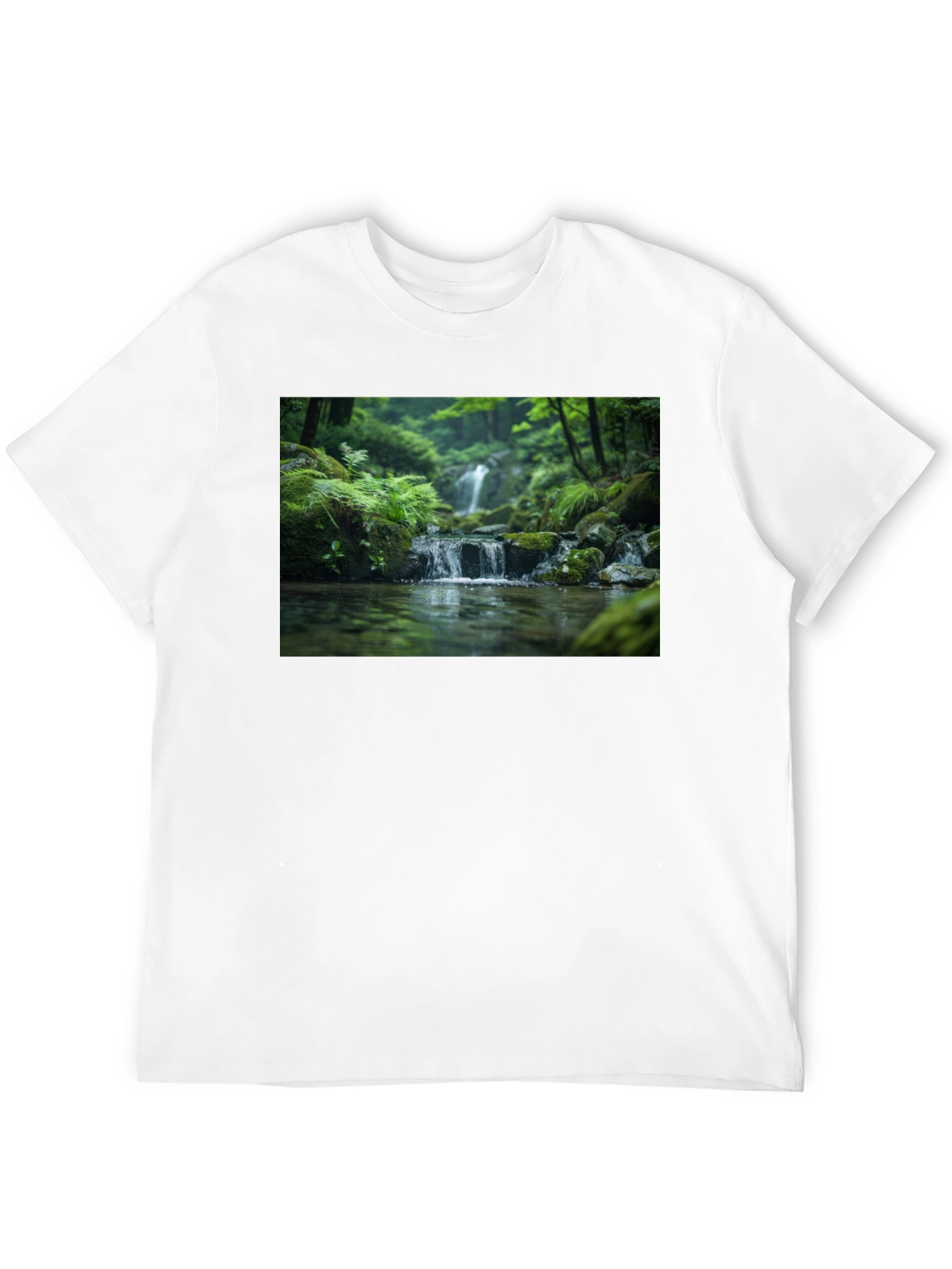 Nature Waterfall Graphic Black T-Shirt