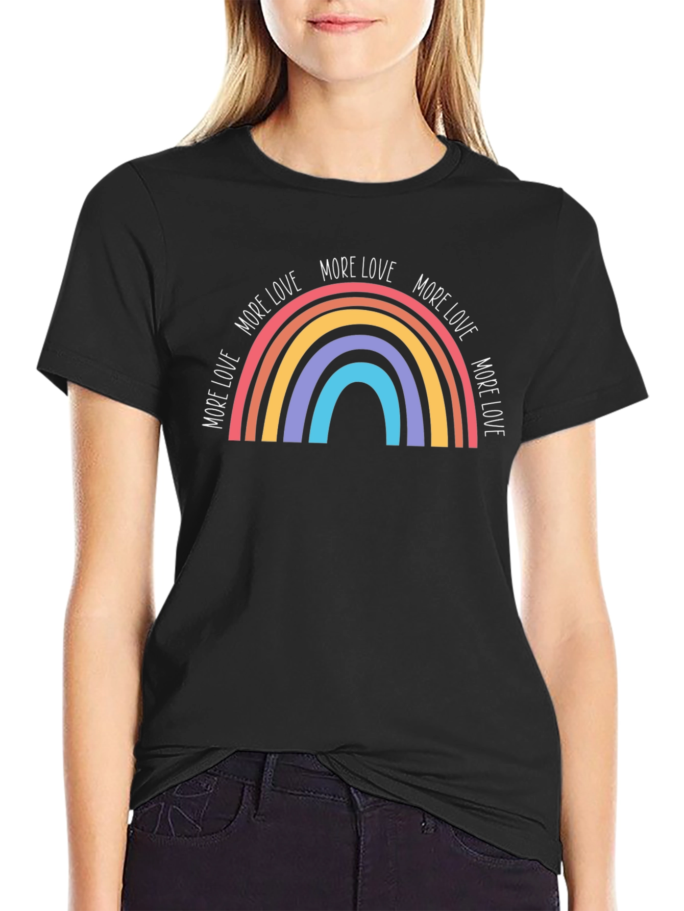 More Love Rainbow Graphic Tee - Black