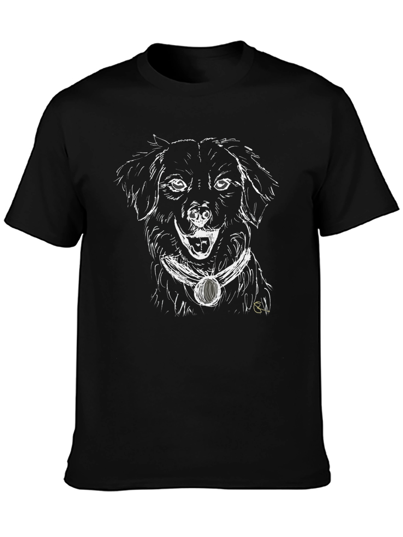 Dog Sketch Graphic Tee - Black Unisex T-Shirt