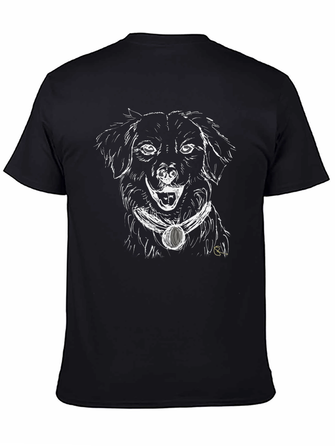 Dog Sketch Graphic Tee - Black Unisex T-Shirt