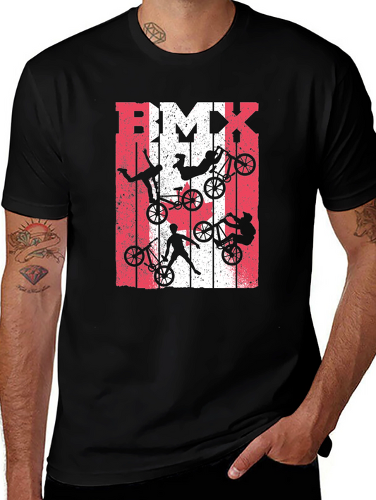 BMX Stunt T-Shirt - Red & White Graphic Tee