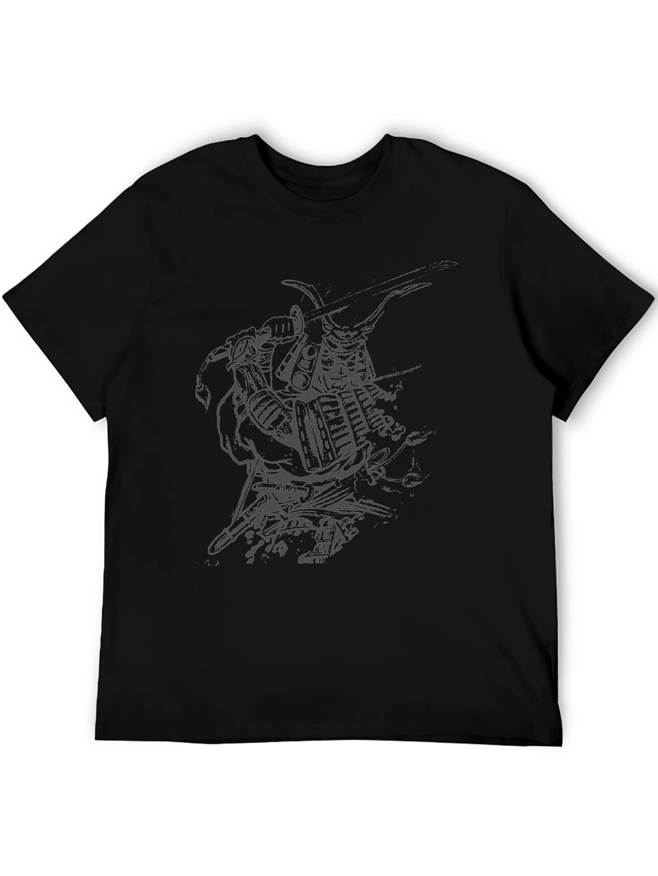 Samurai Graphic Print Black T-Shirt