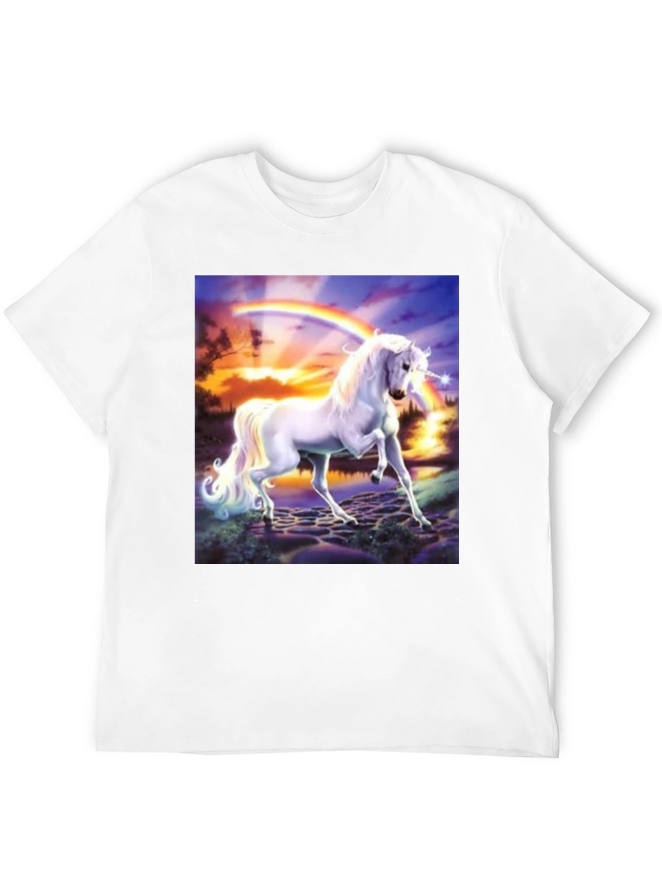 Unicorn Rainbow Graphic T-Shirt - Black