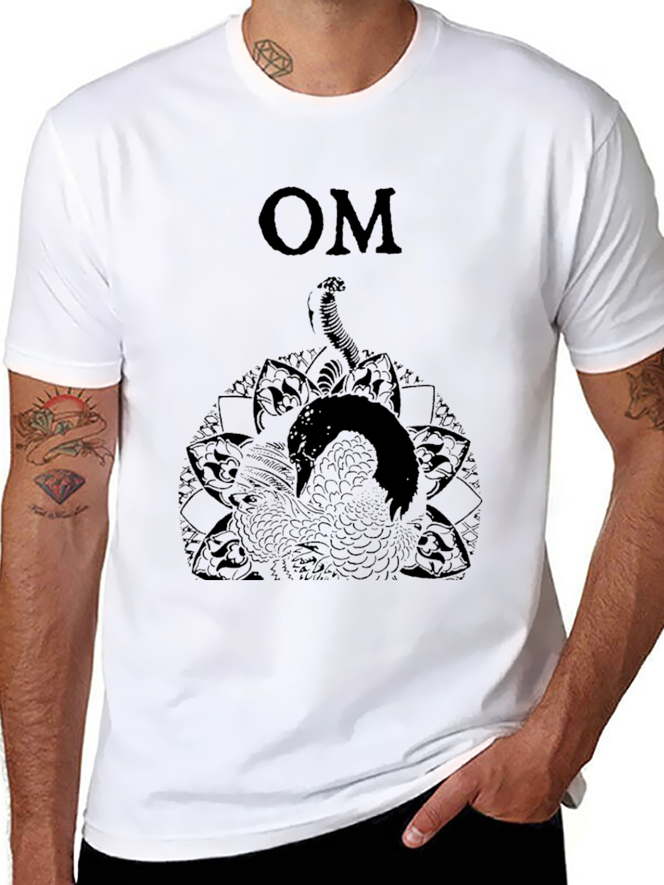 Mens Black Om Snake Graphic Tee