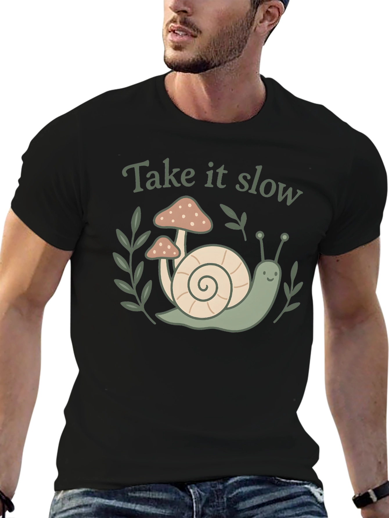 Take It Slow Snail Mushroom Graphic Tee