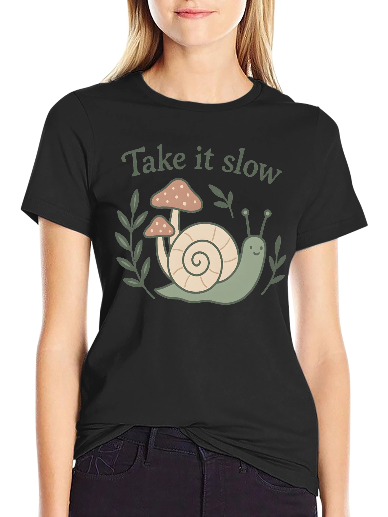 Take It Slow Snail Mushroom Graphic Tee