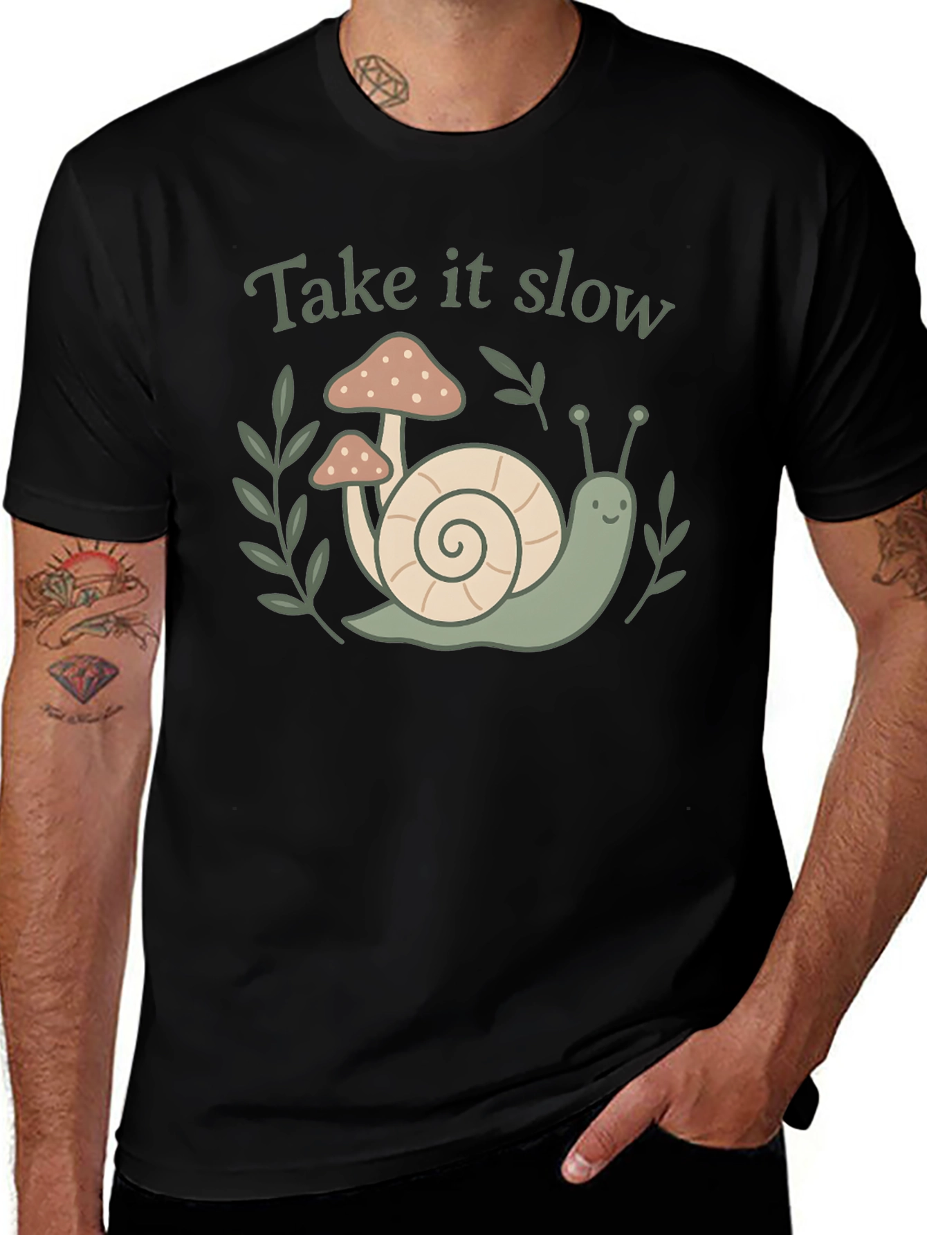 Take It Slow Snail Mushroom Graphic Tee
