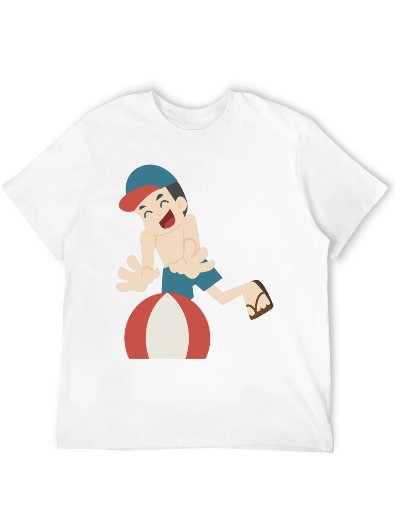 Cartoon Beach Fun Black T-Shirt