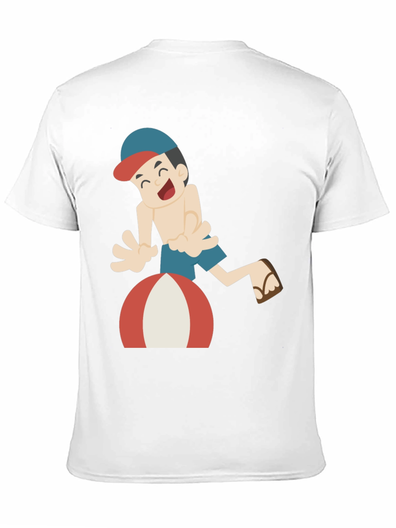 Cartoon Beach Fun Black T-Shirt