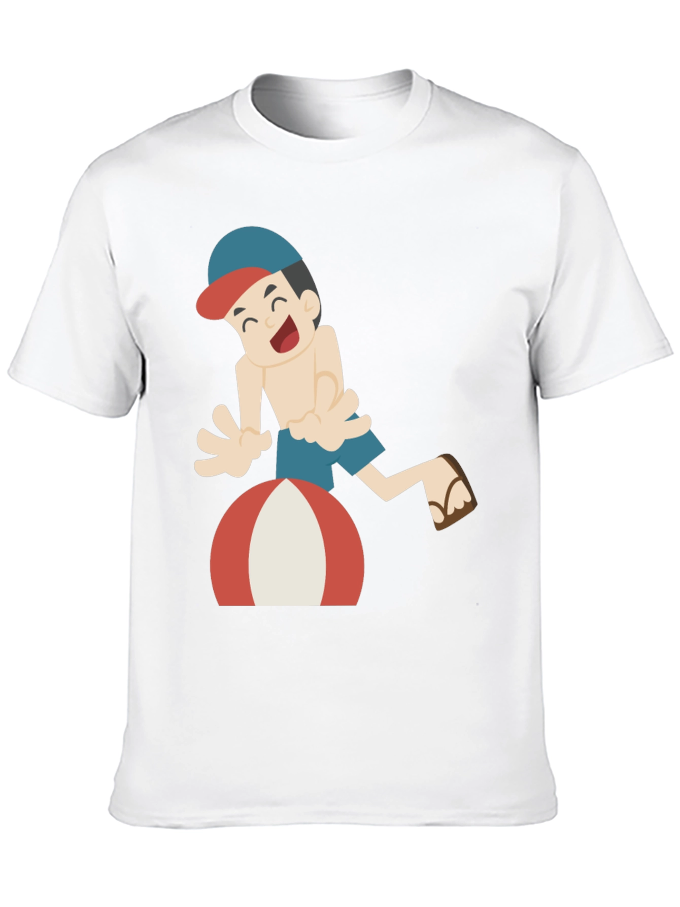 Cartoon Beach Fun Black T-Shirt