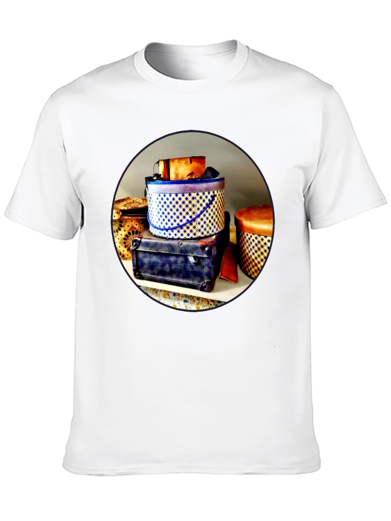 Novelty Hat Box Stack Graphic Tee