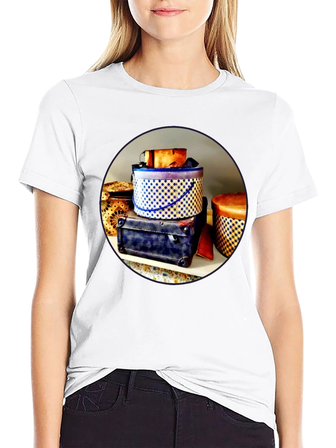 Novelty Hat Box Stack Graphic Tee