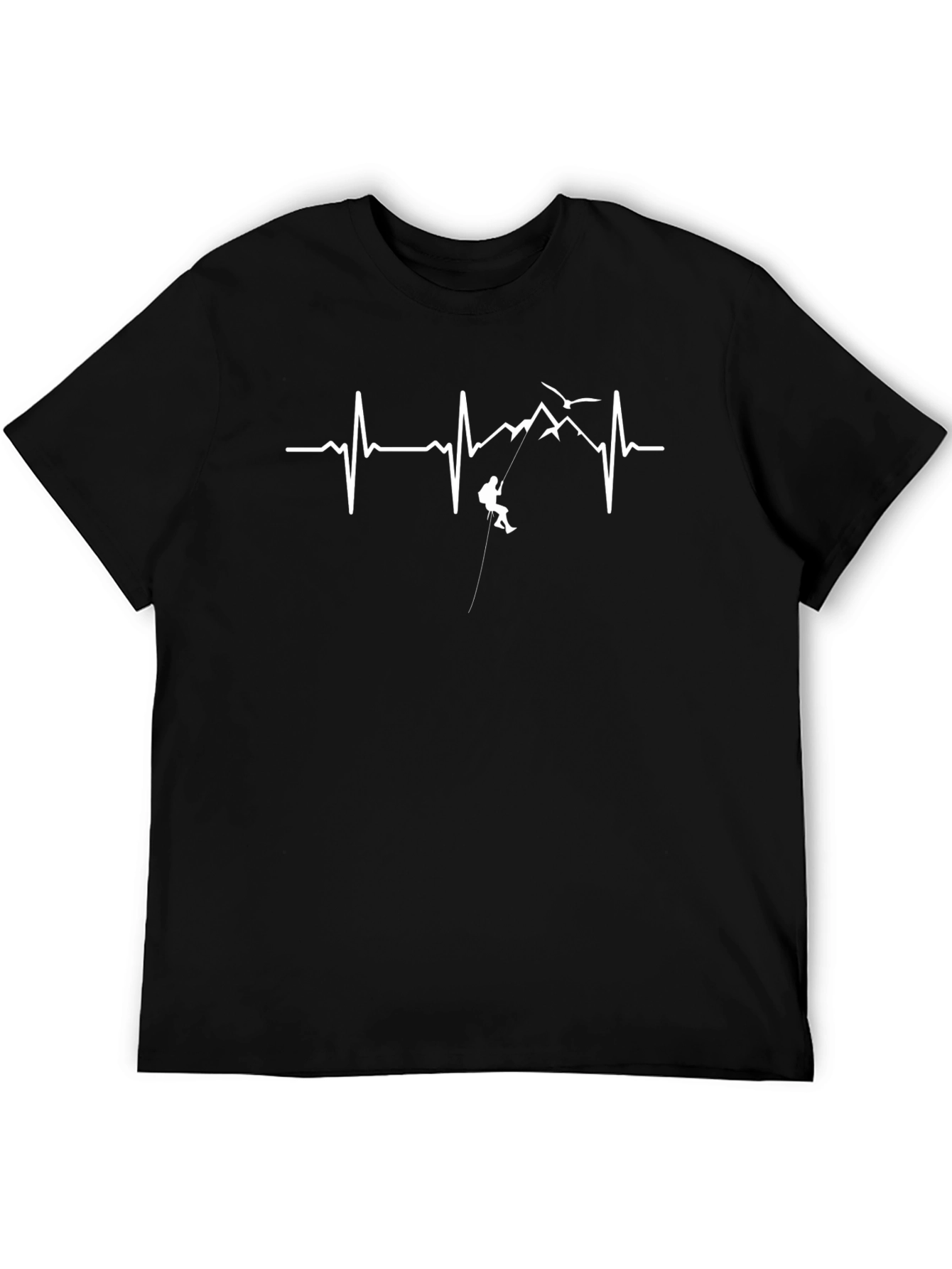 Adventure Heartbeat Tee - Black Cotton Climber Design