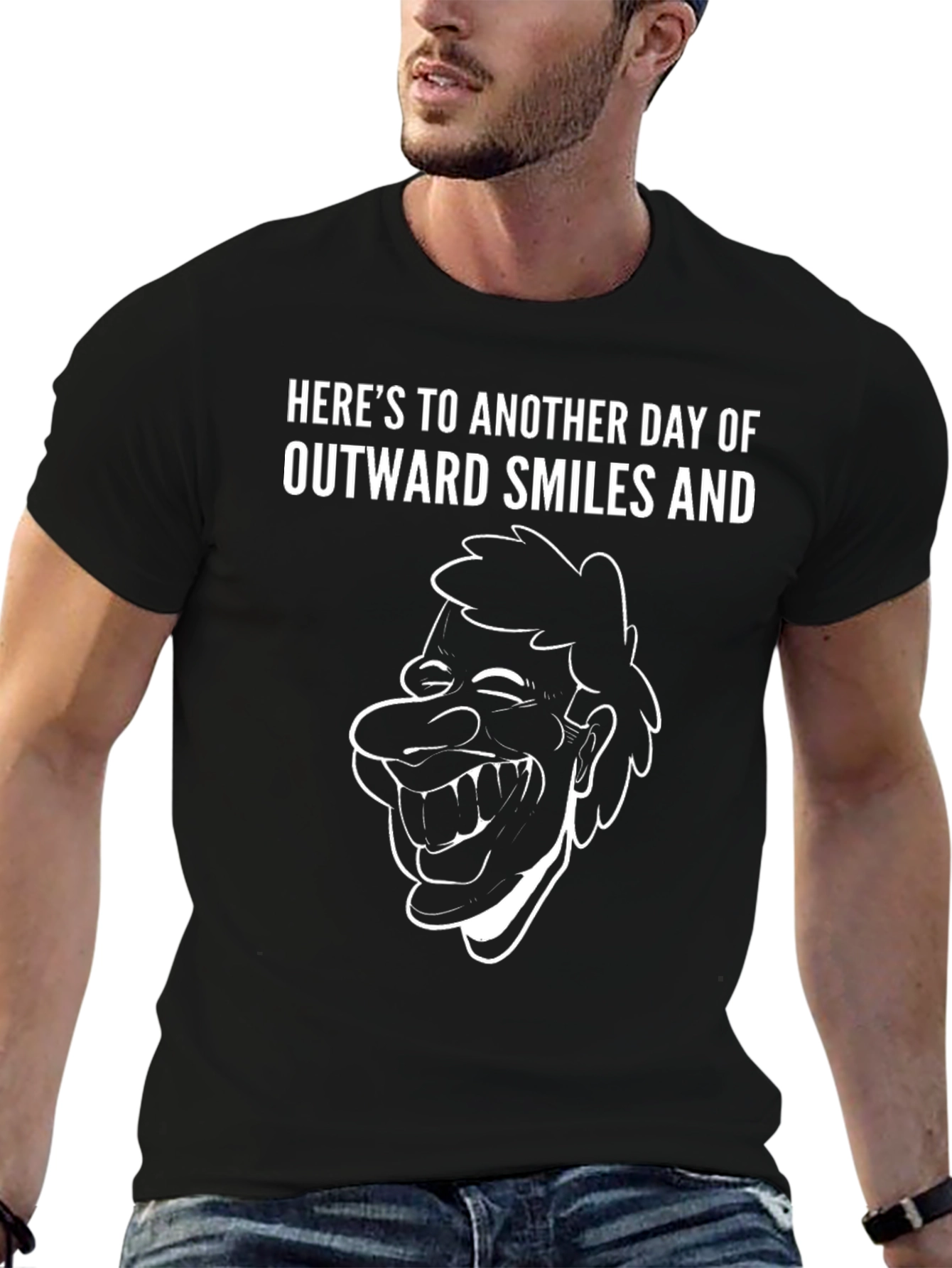 Outward Smiles Black Graphic T-Shirt