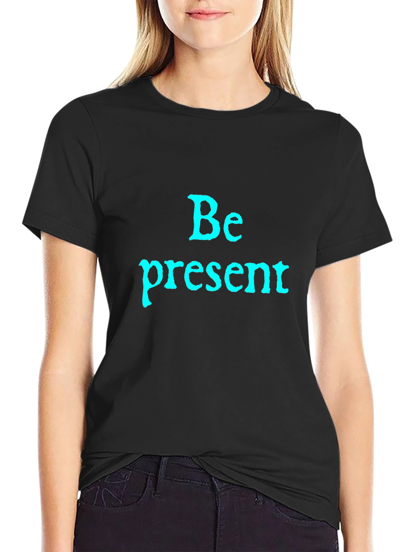 Be Present Black Graphic T-Shirt - Mens Casual Tee