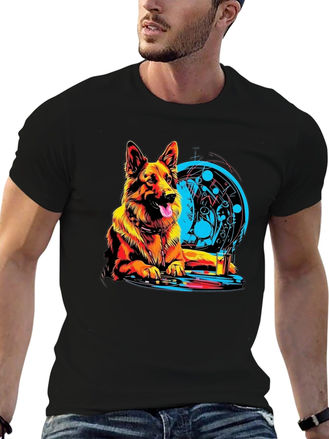 German Shepherd DJ Graphic Tee - Unique Design