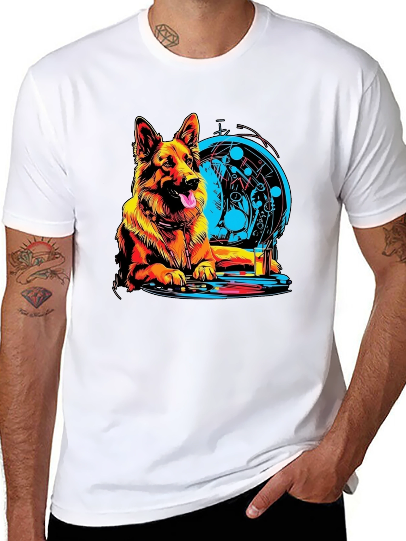 German Shepherd DJ Graphic Tee - Unique Design