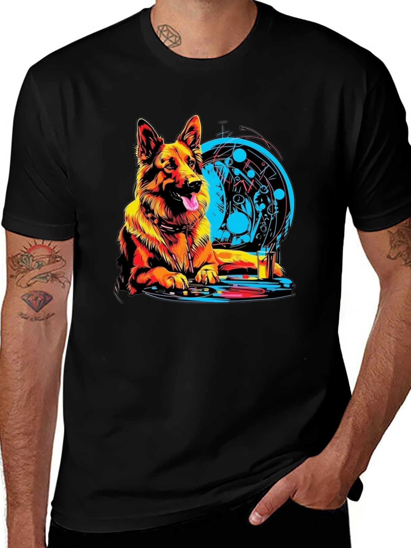 German Shepherd DJ Graphic Tee - Unique Design