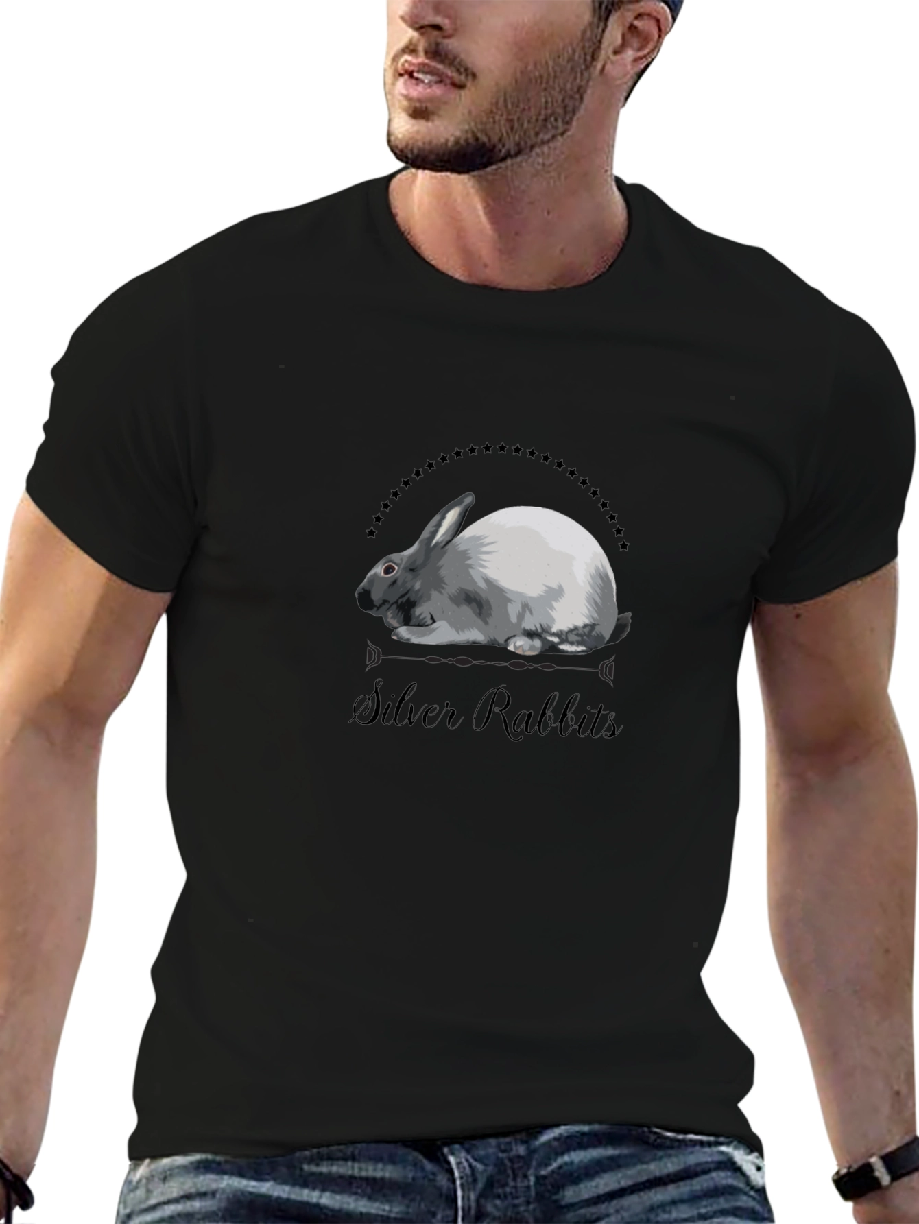 Silver Rabbits Black T-Shirt