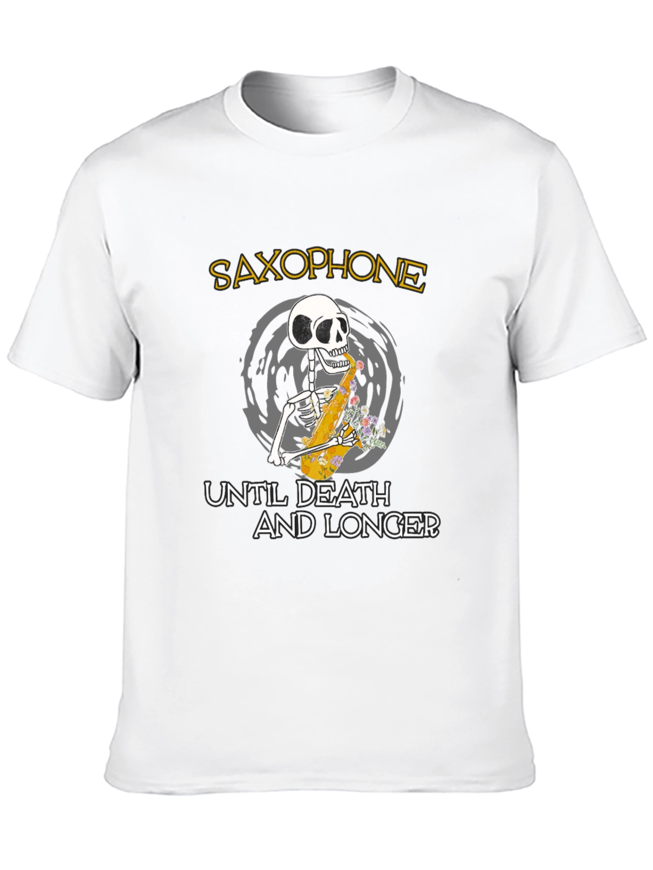 Saxophone Skeleton Graphic T-Shirt