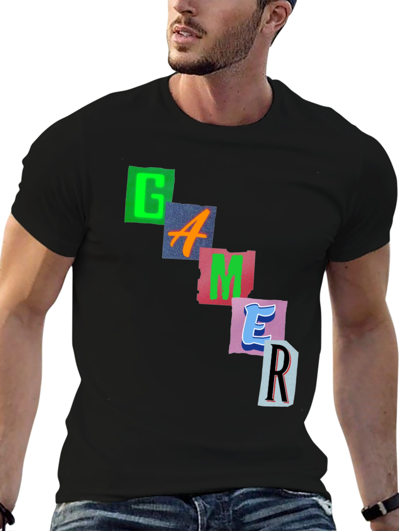 Gamer Graphic Print Black T-Shirt