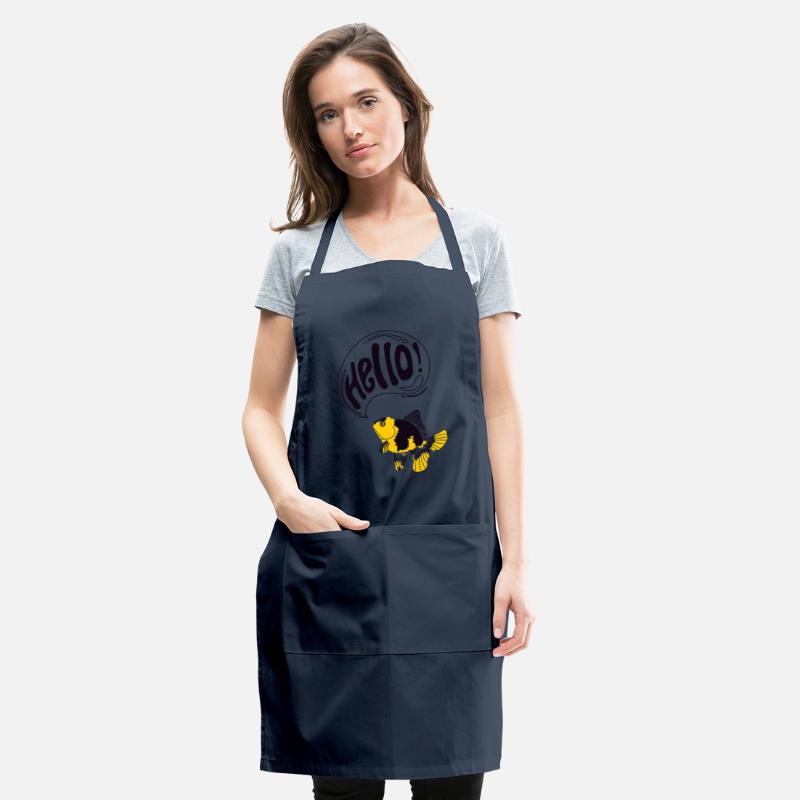 yellow black goldfish greeting hello