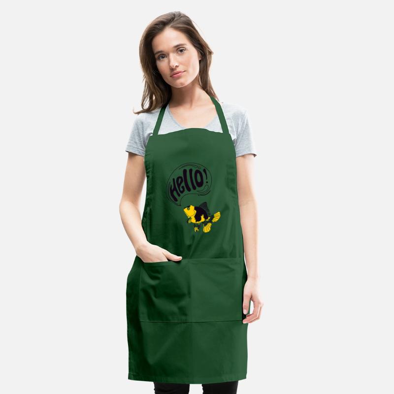 yellow black goldfish greeting hello