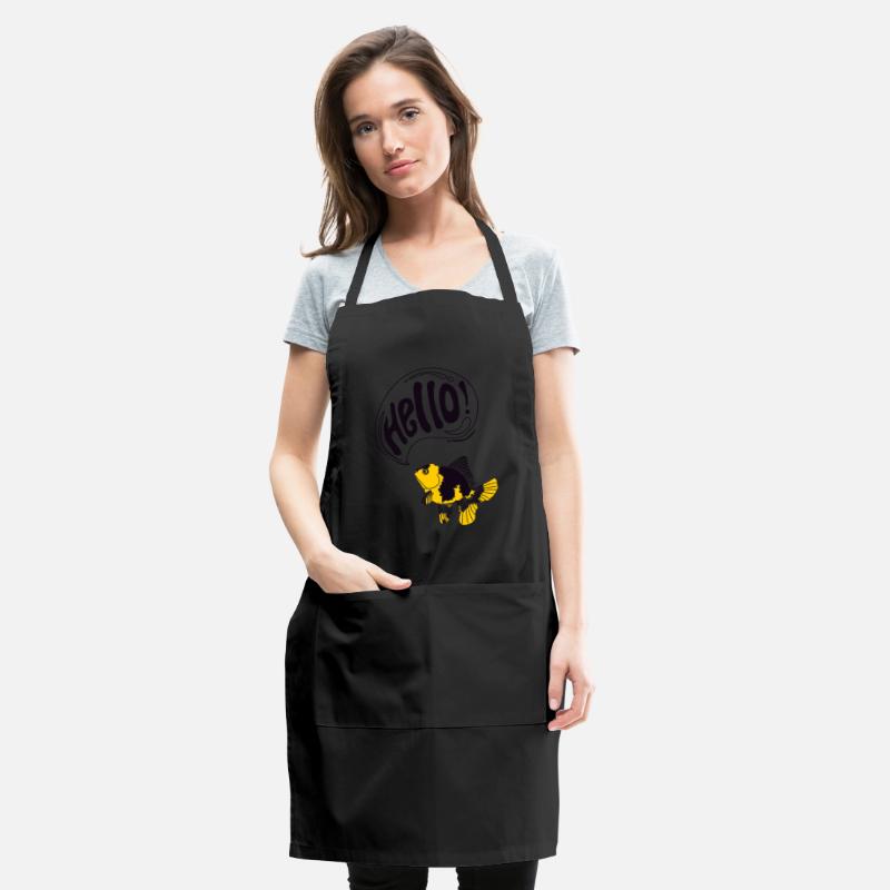 yellow black goldfish greeting hello