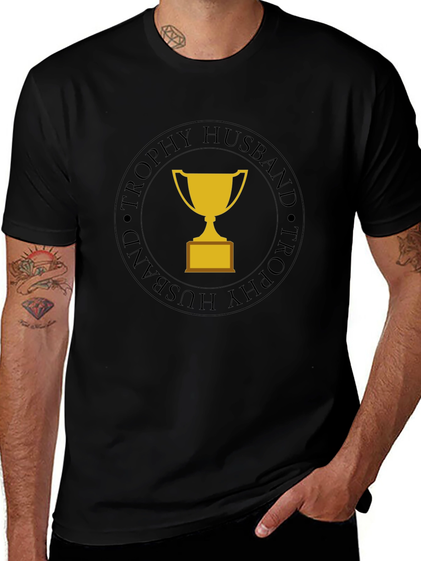 Trophy Husband Graphic Tee - Black Cotton