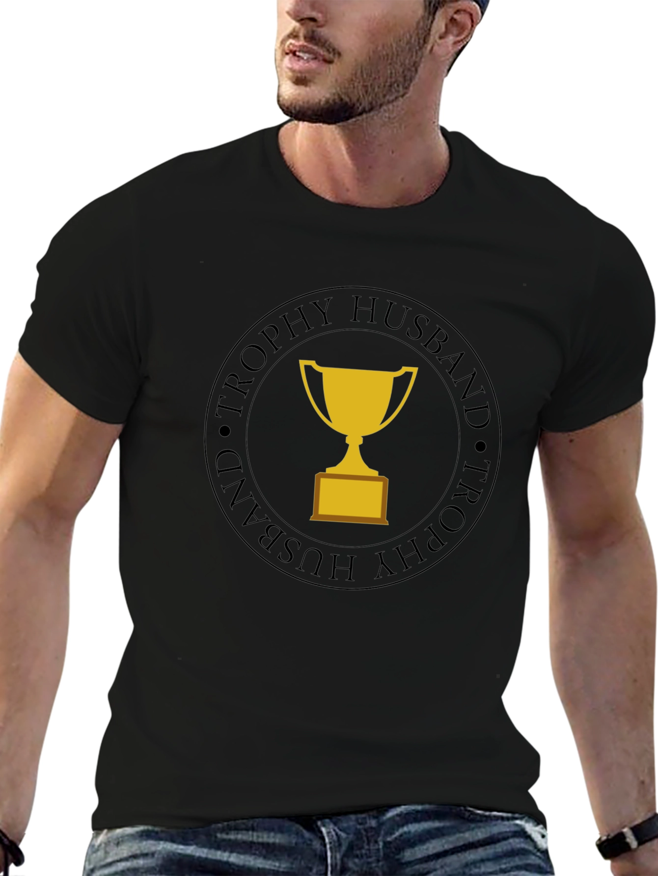 Trophy Husband Graphic Tee - Black Cotton
