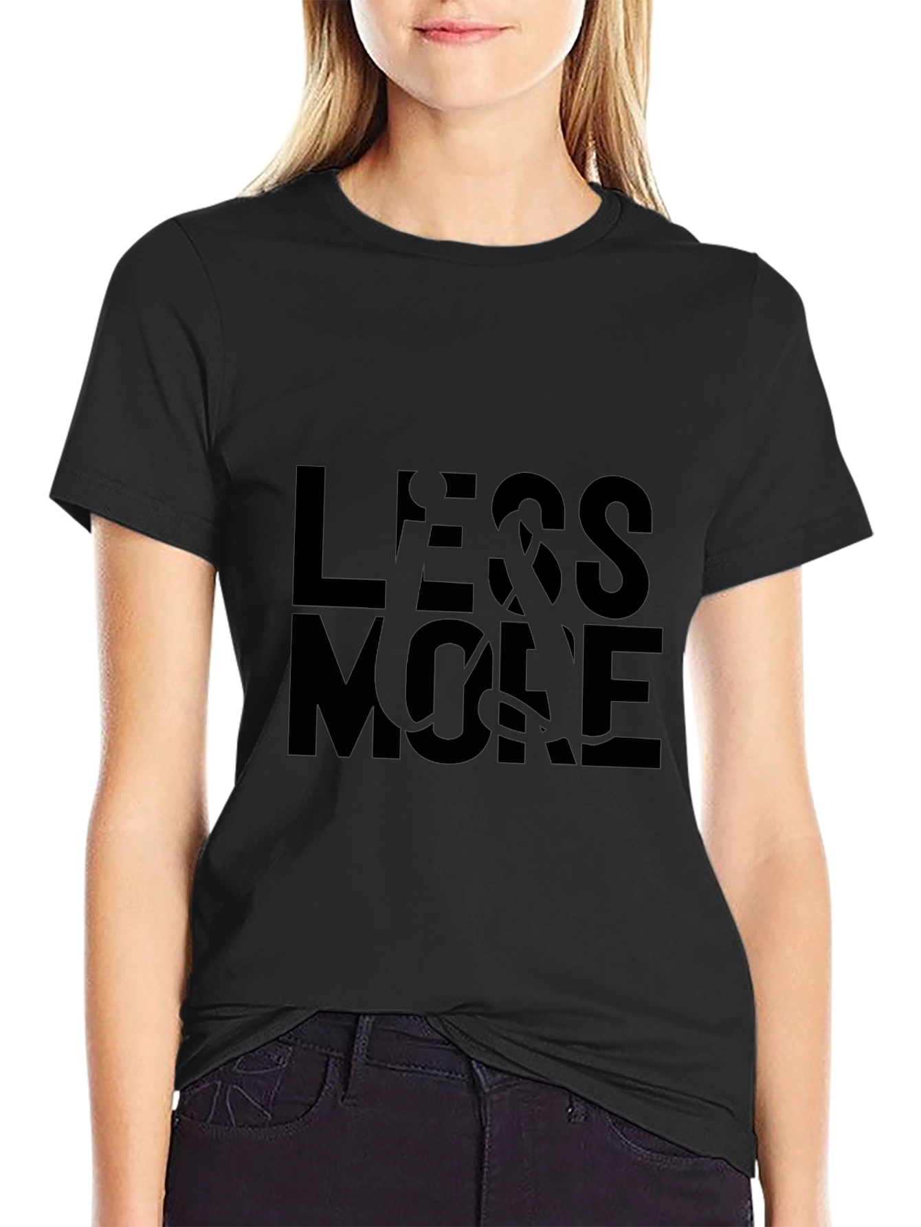 Less & More Mens Black Graphic Tee