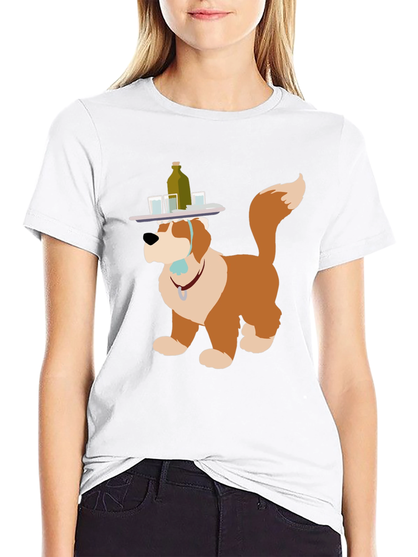 Saint Bernard Bartender T-Shirt - Cute Dog Design