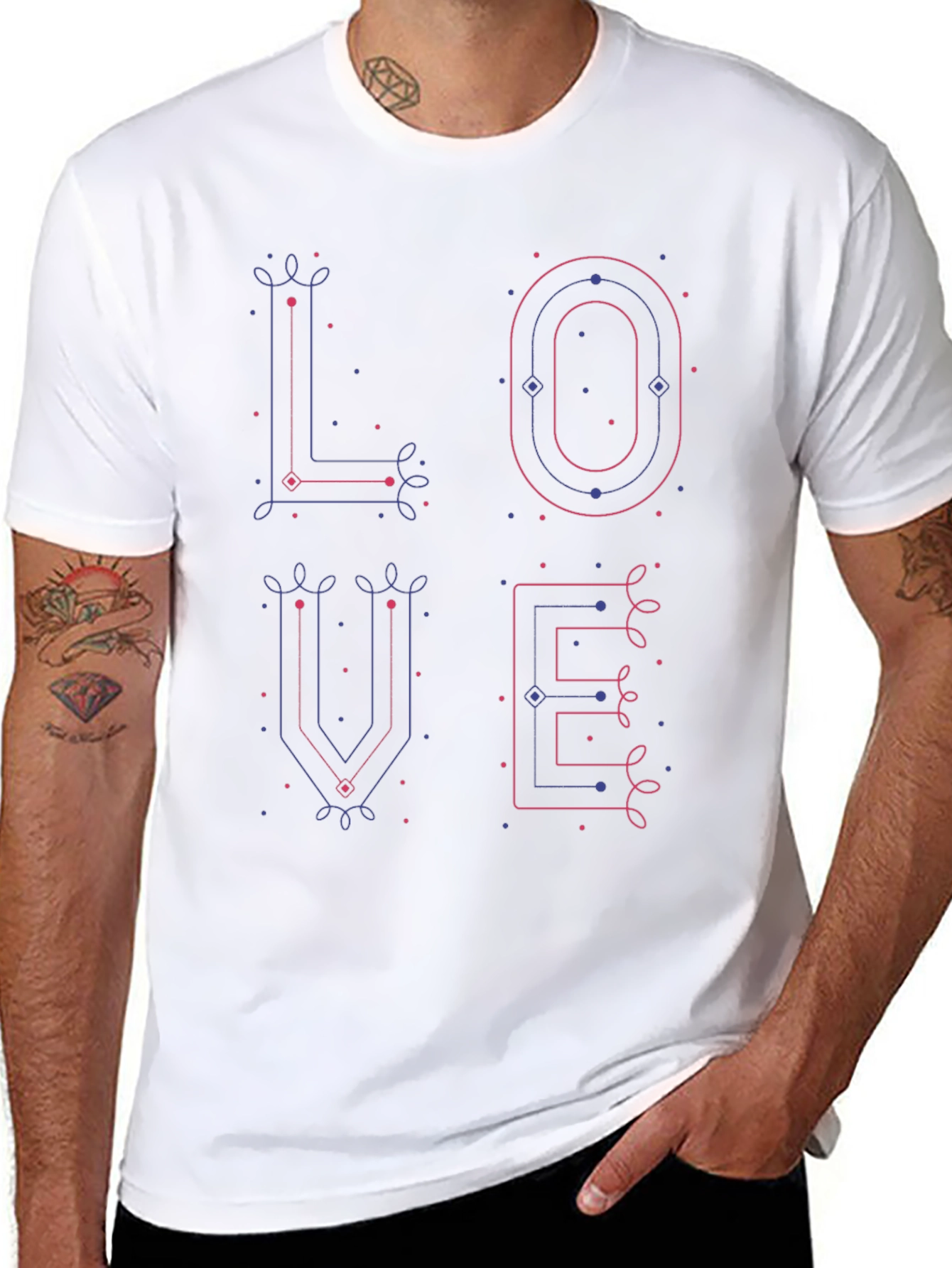 Geometric LOVE Graphic Tee - Modern Valentines Style