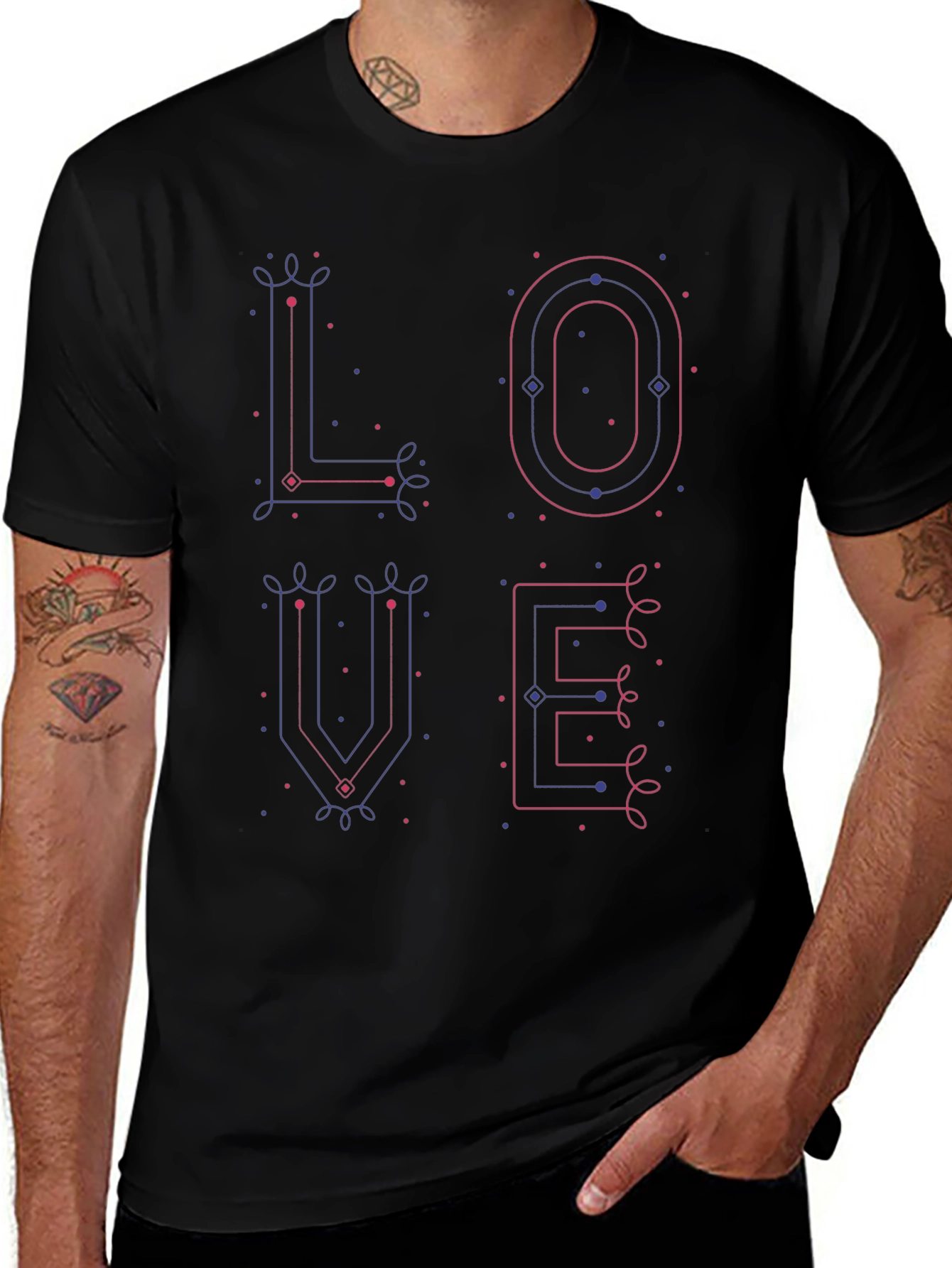 Geometric LOVE Graphic Tee - Modern Valentines Style