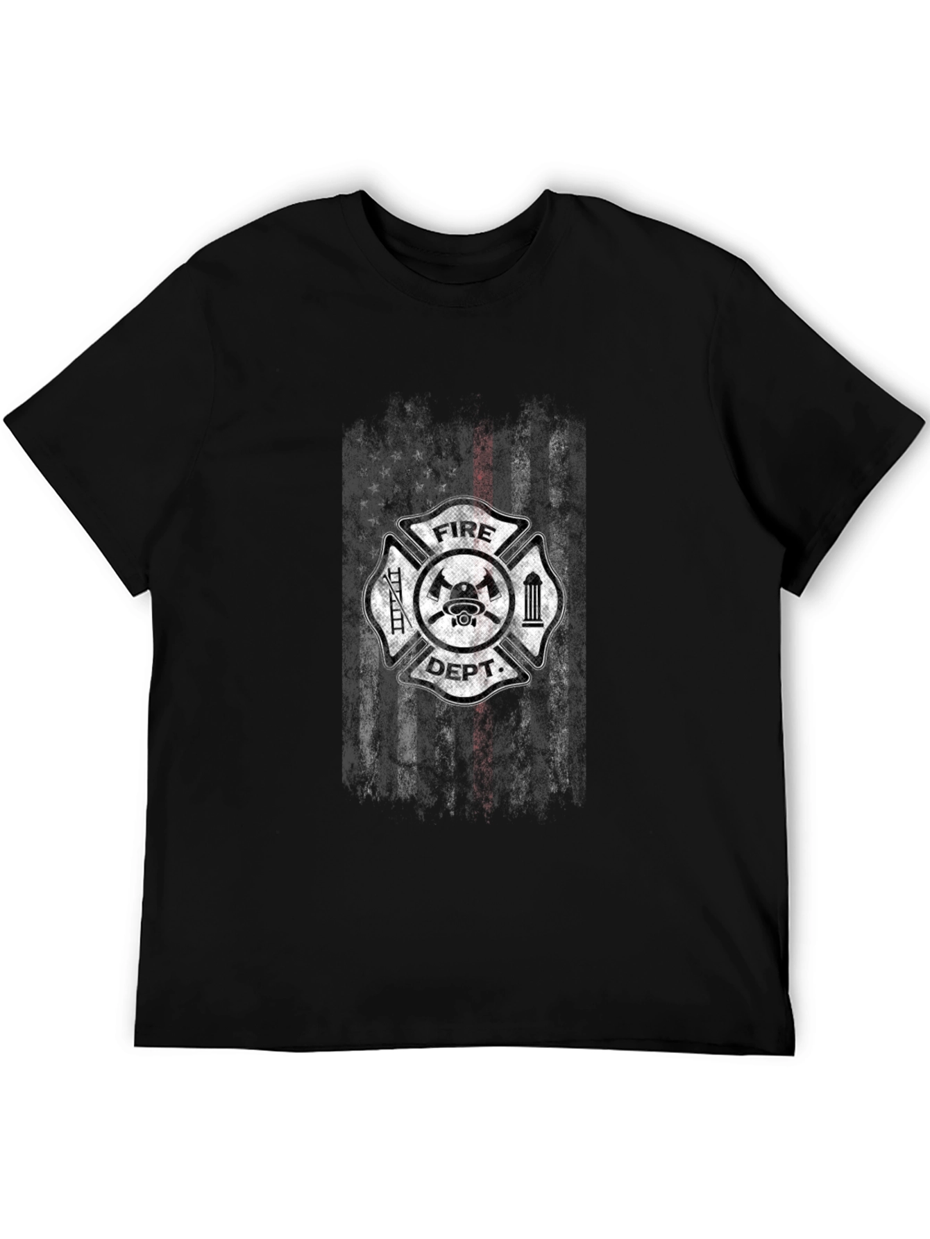 Fire Dept Thin Red Line USA Flag Graphic T-Shirt